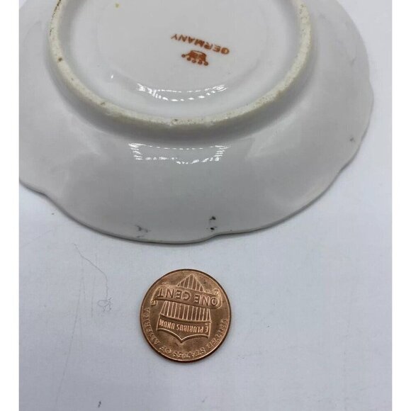 Vtg Demitasse Tea Cup Saucer Germany Crown Mark Floral Gold Tone Trim Regency - Picture 12 of 15